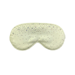 Beige silk sleep/ eye mask with small rhinestone embellishments on a white background