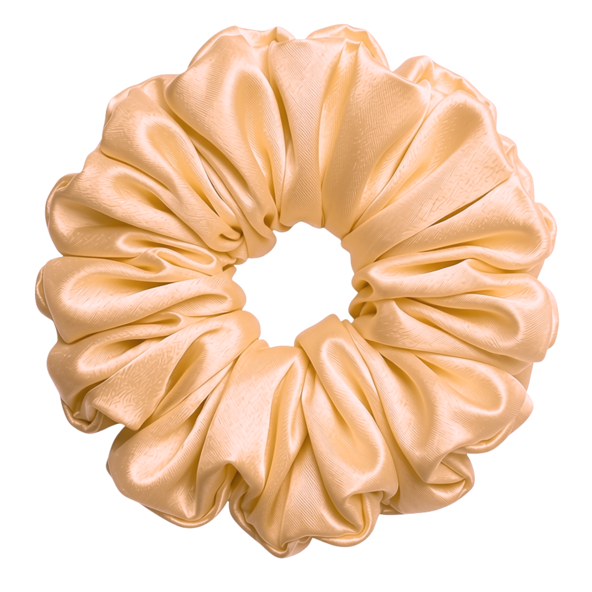 Beige 100% mulberry silk 6.5cm XL Scrunchie on a white background