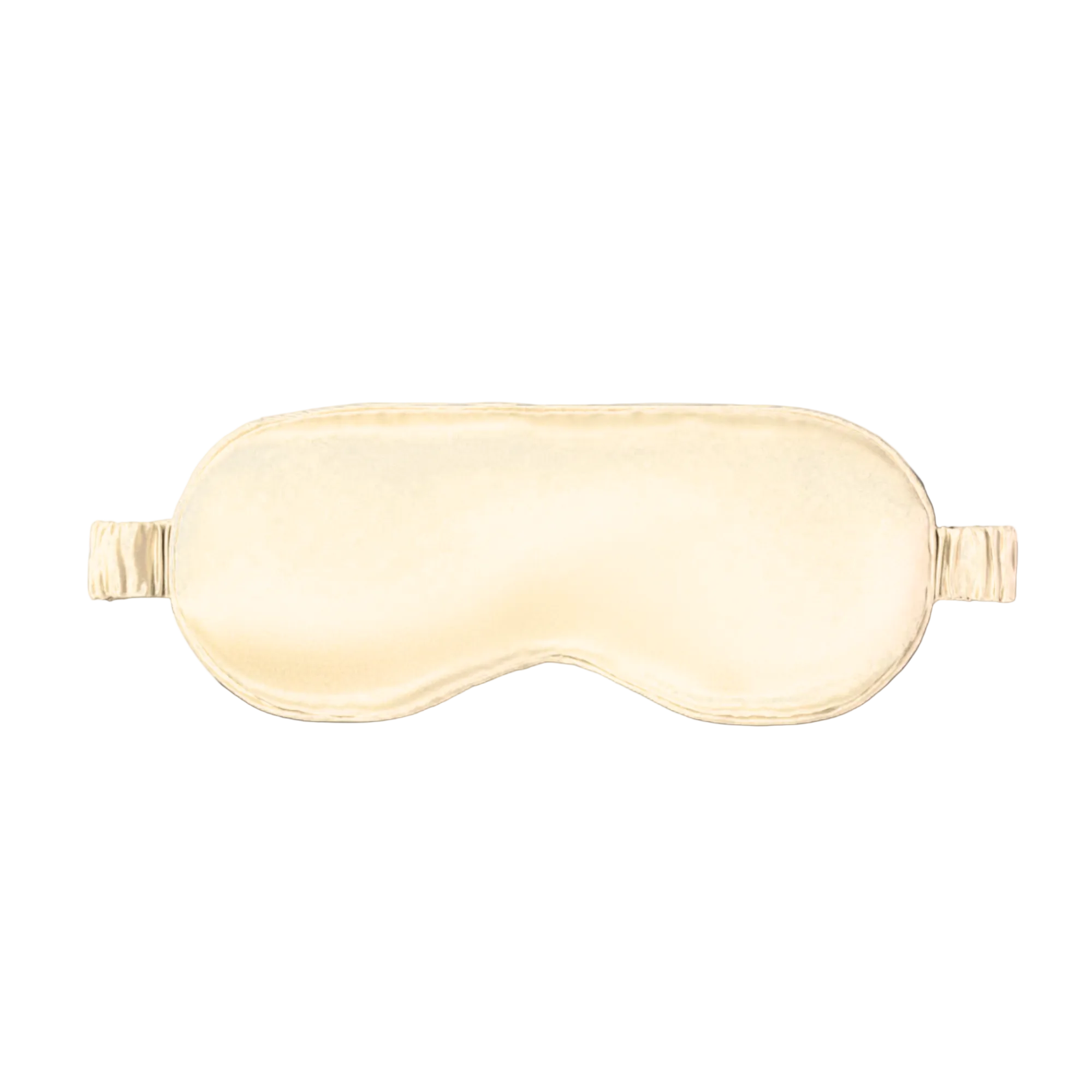 Beige silk sleep mask on a white background