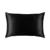 Mulberry Silk Queen pillowcase in a black color on a white background