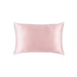 A light pink mulberry silk pillowcase shown flat against a solid white background.
