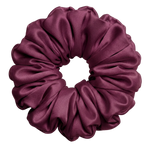 Bordeaux mulberry silk 2XL hair scrunchie on a white background