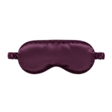 Bordeaux Purple silk sleep mask on a white background