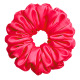 Bright Red 100% mulberry silk 6.5cm XL Scrunchie on a white background