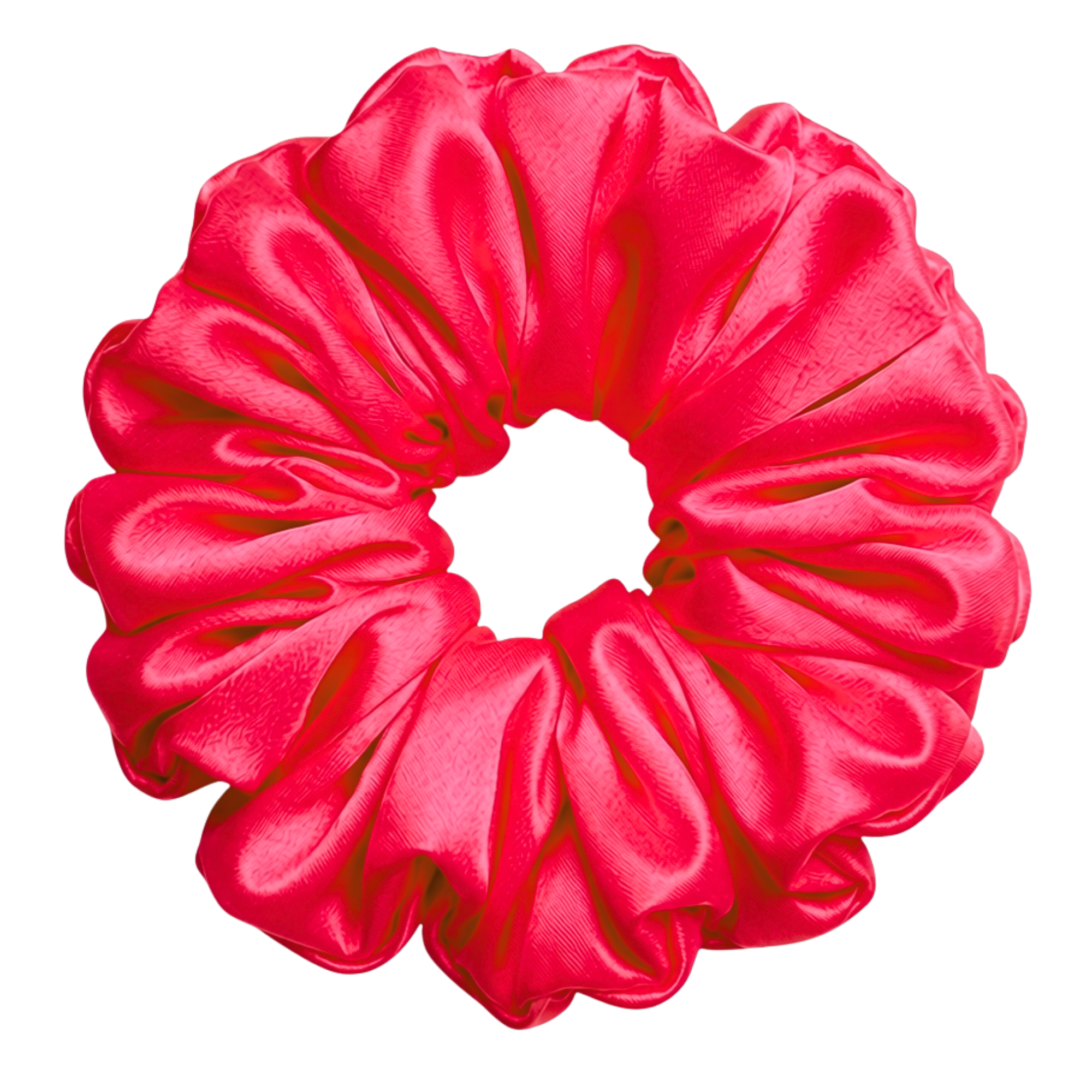 Bright Red 100% mulberry silk 6.5cm XL Scrunchie on a white background