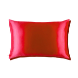 Mulberry Silk Queen pillowcase in a bright red color on a white background
