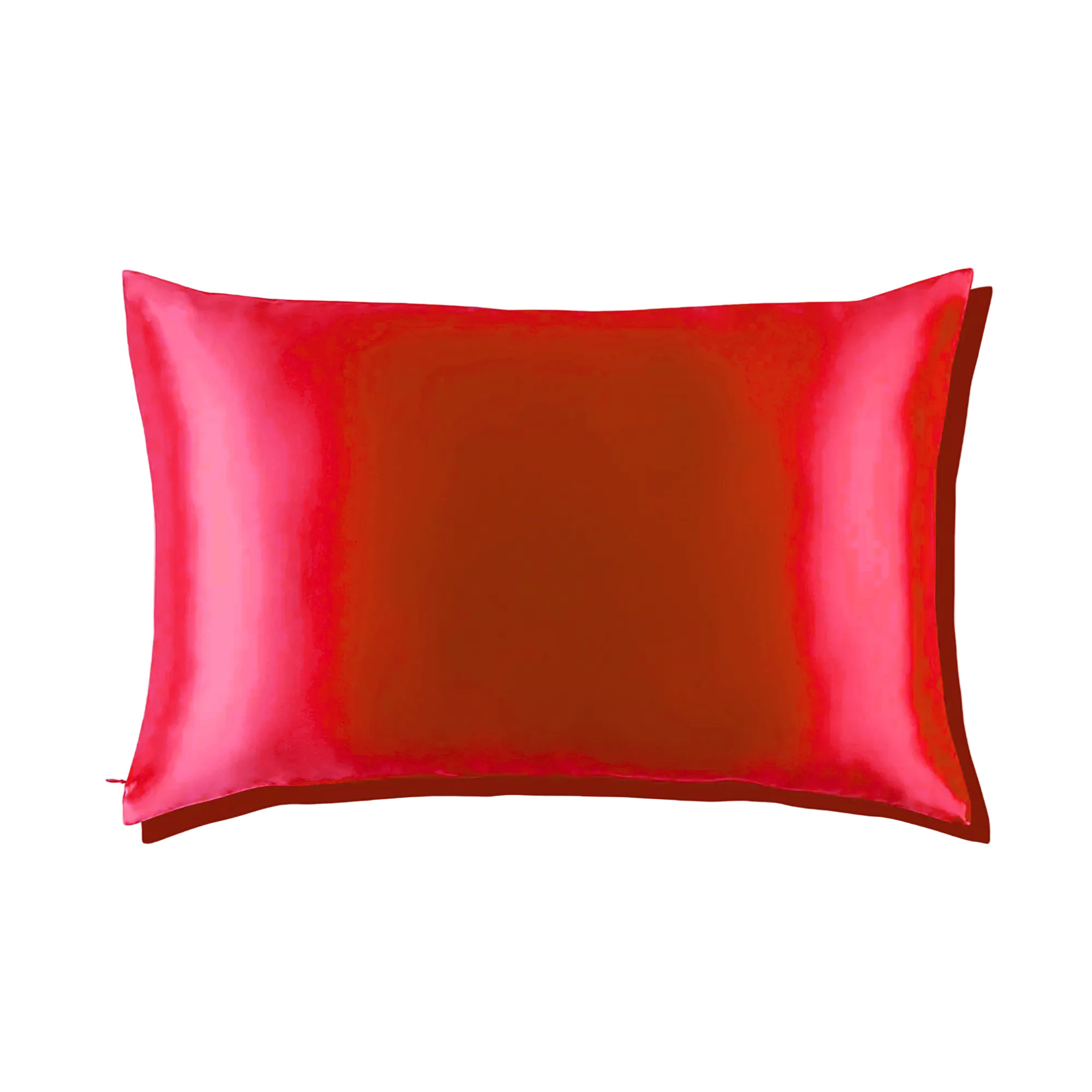 Mulberry Silk Queen pillowcase in a bright red color on a white background