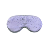 Lilac silk sleep/ eye mask with small rhinestone embellishments on a white background