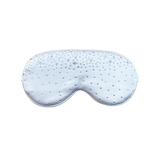 Pure White silk sleep/ eye mask with small rhinestone embellishments on a white background