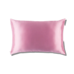 Mulberry Silk Queen pillowcase in a  candy pink color on a white background