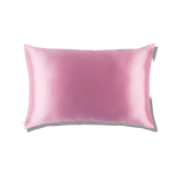 Mulberry Silk Queen pillowcase in a  candy pink color on a white background