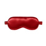 Red silk sleep mask on a white background