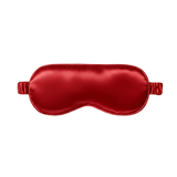 Red silk sleep mask on a white background