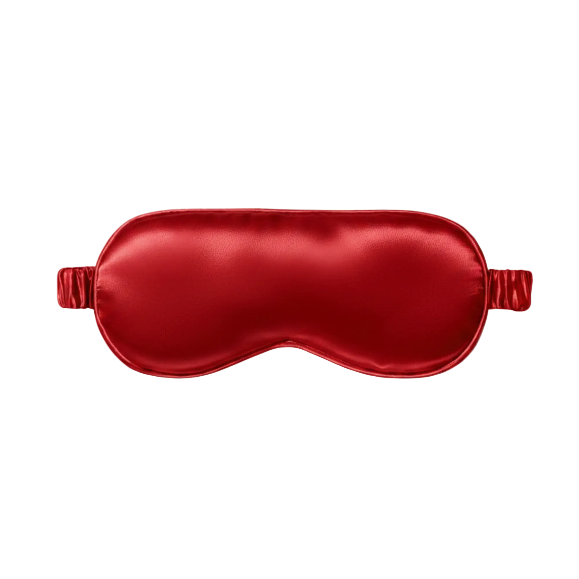 Red silk sleep mask on a white background