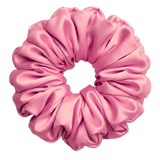 Candy Pink mulberry silk 2XL hair scrunchie on a white background