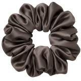 Charcoal Grey 100% mulberry silk 6.5cm XL Scrunchie on a white background