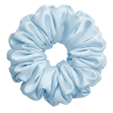 Cinderella Blue mulberry silk 2XL hair scrunchie on a white background