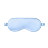 Light blue silk sleep mask on a white background
