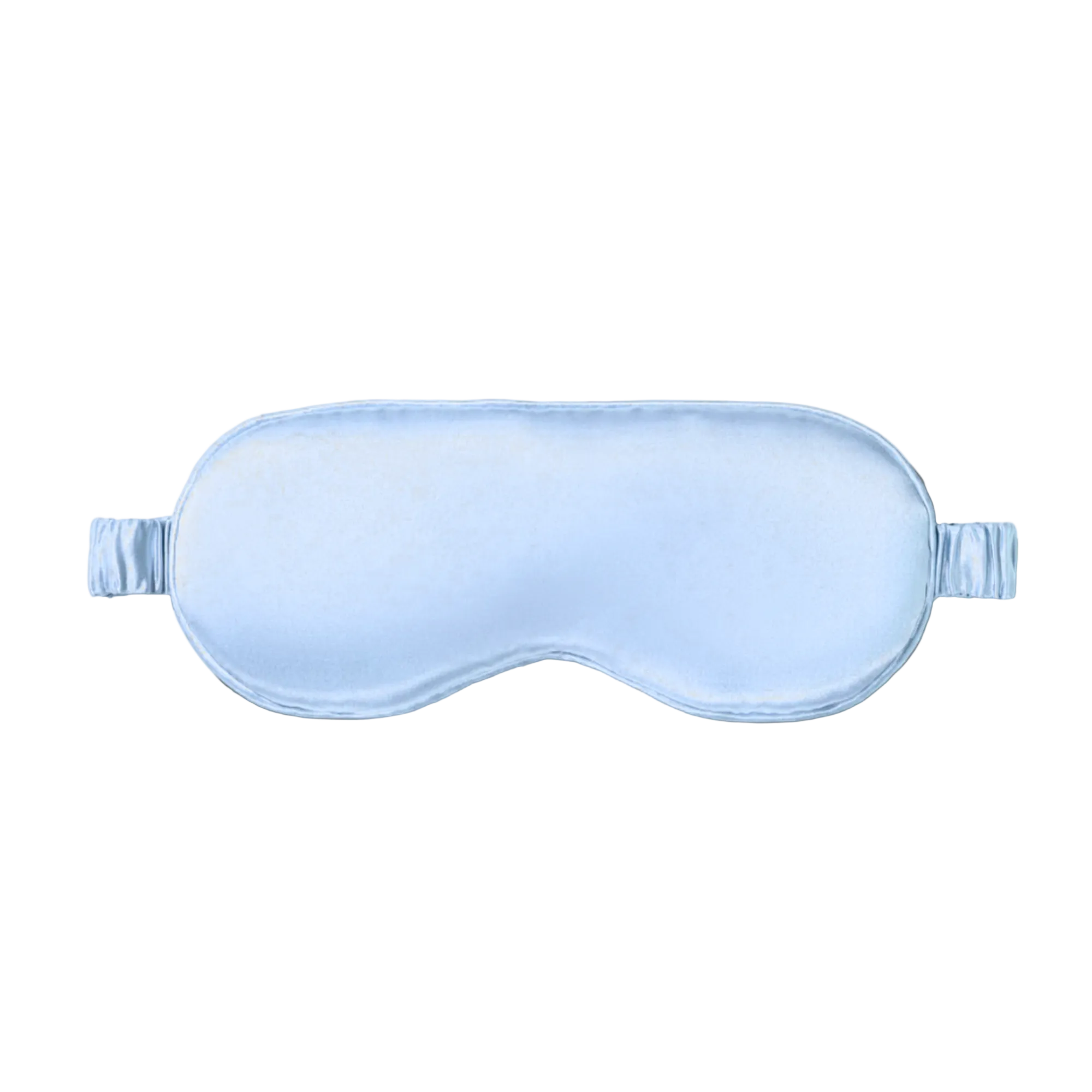 Light blue silk sleep mask on a white background