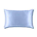 Mulberry Silk Queen pillowcase in a cinderella blue color on a white background
