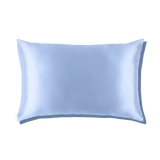Mulberry Silk Queen pillowcase in a cinderella blue color on a white background