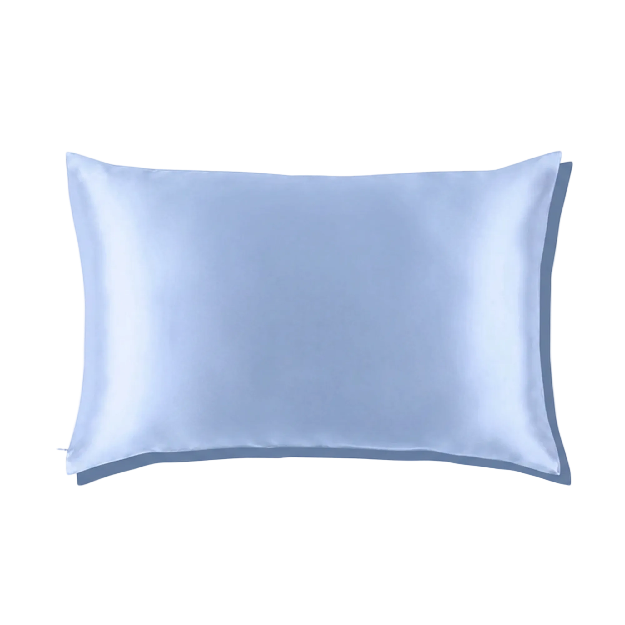 Mulberry Silk Queen pillowcase in a cinderella blue color on a white background