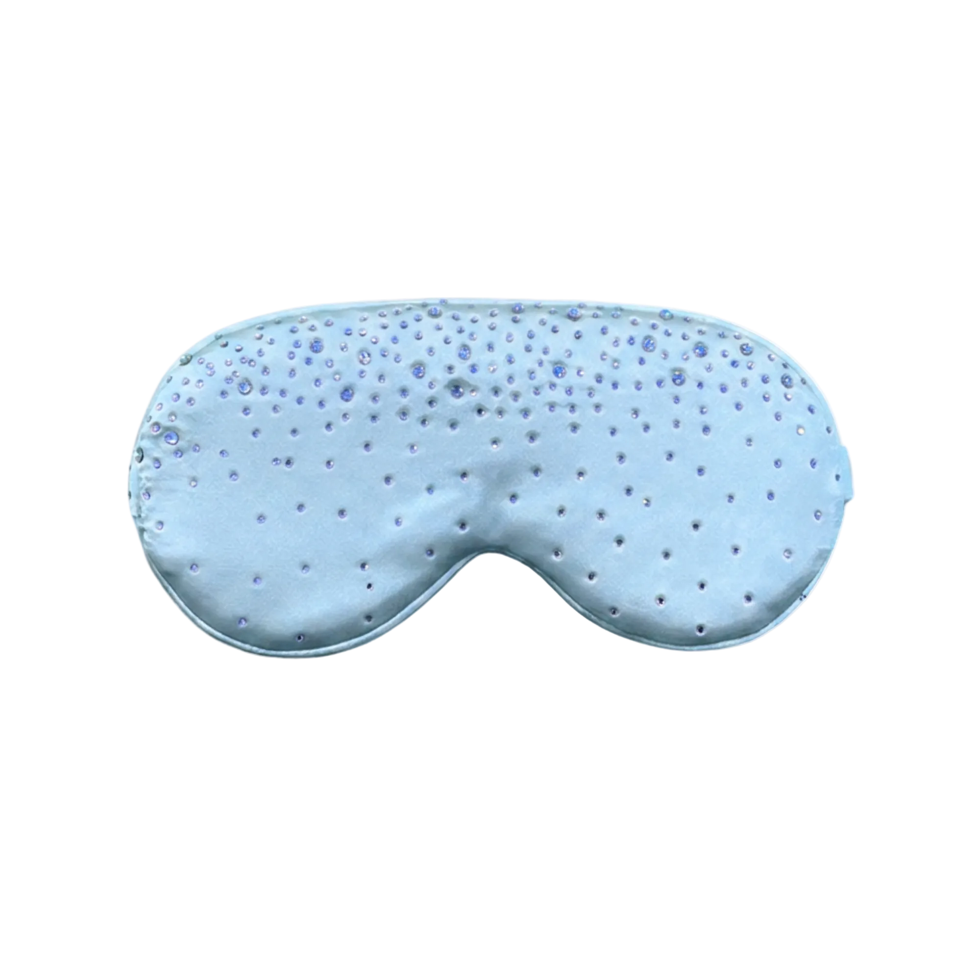 Cinderella Blue  silk sleep/ eye mask with small rhinestone embellishments on a white background