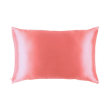 Mulberry Silk Queen pillowcase in a coral color on a white background