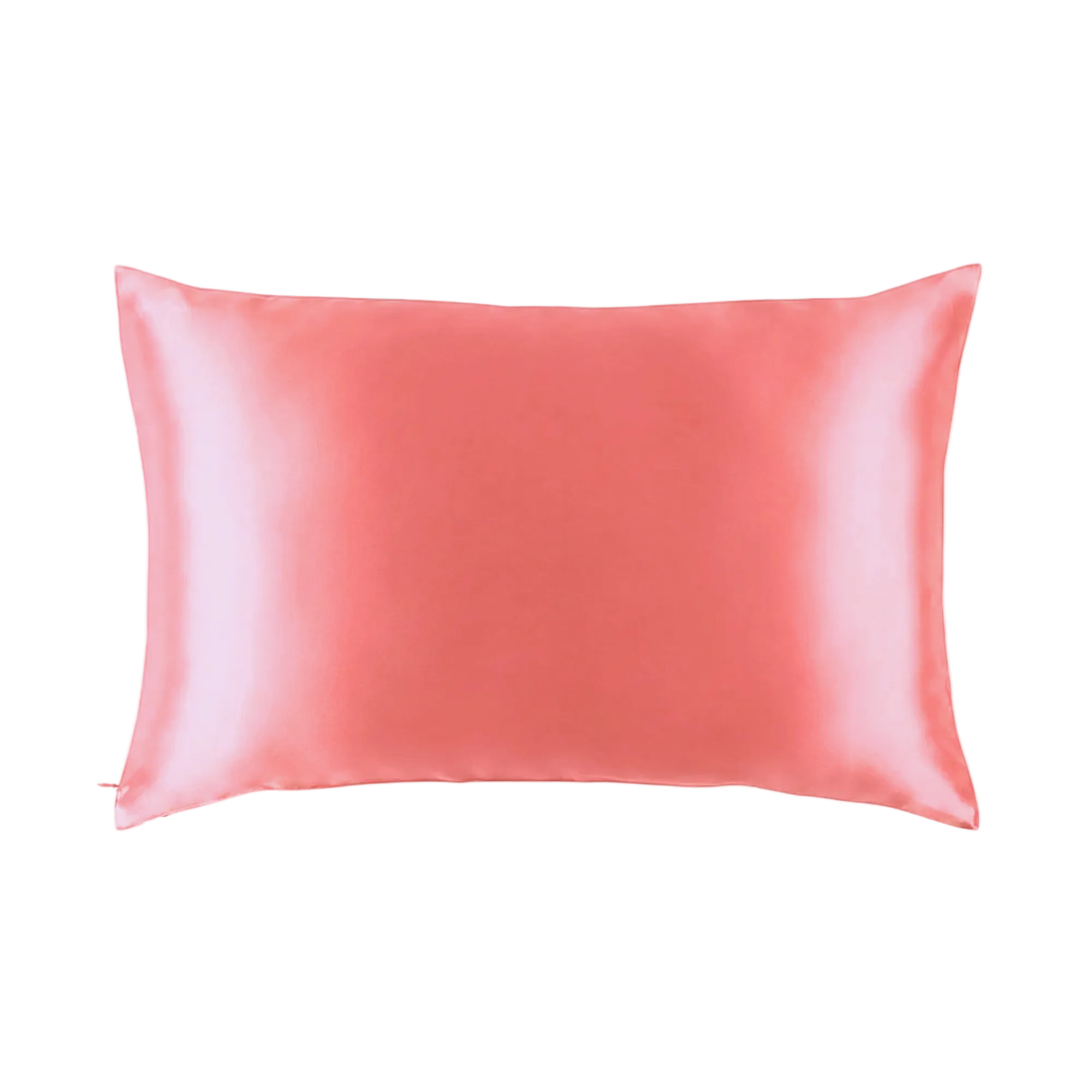 Mulberry Silk Queen pillowcase in a coral color on a white background