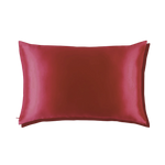 Mulberry Silk Queen pillowcase in a deep red color on a white background