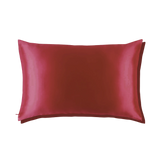 Mulberry Silk Queen pillowcase in a deep red color on a white background