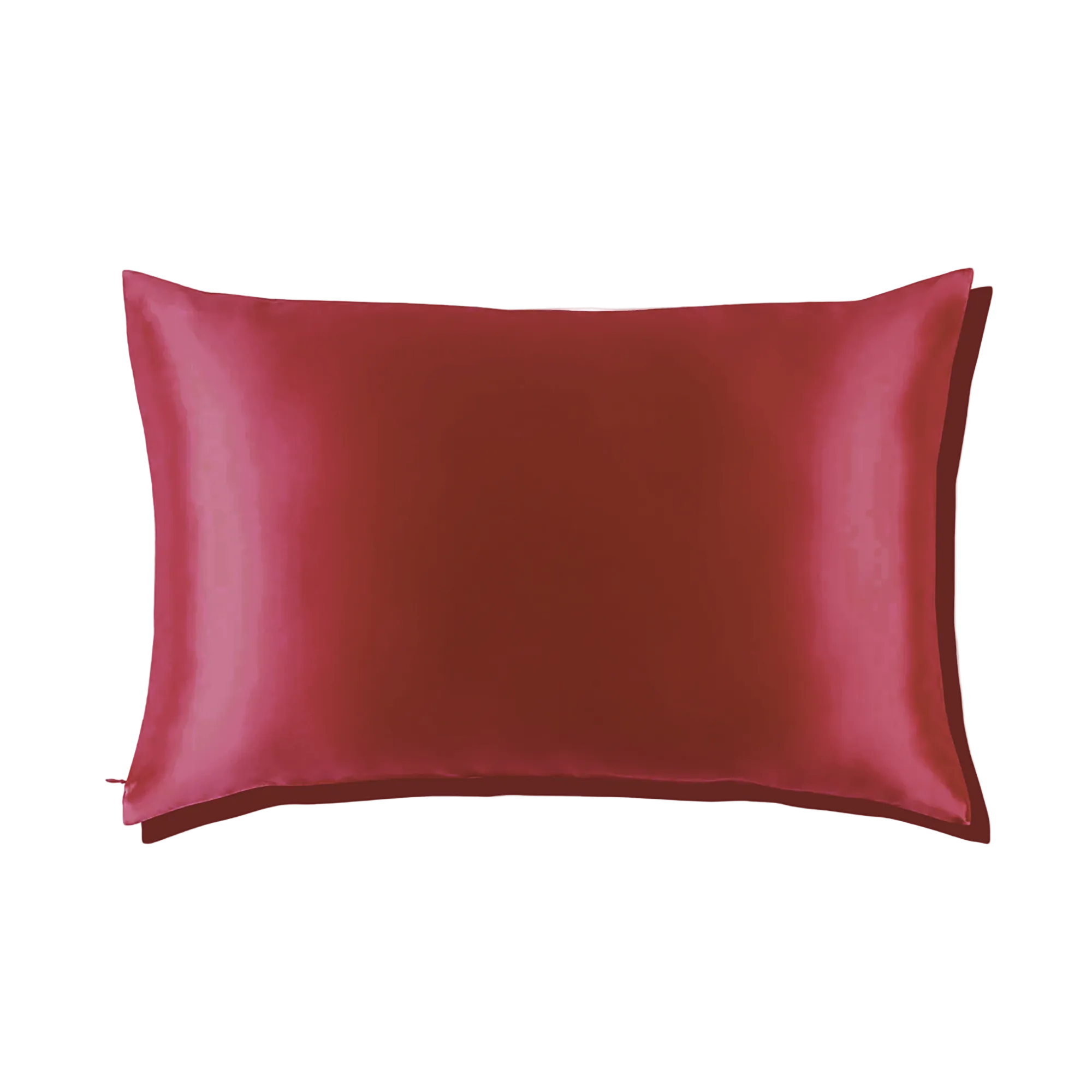 Mulberry Silk Queen pillowcase in a deep red color on a white background