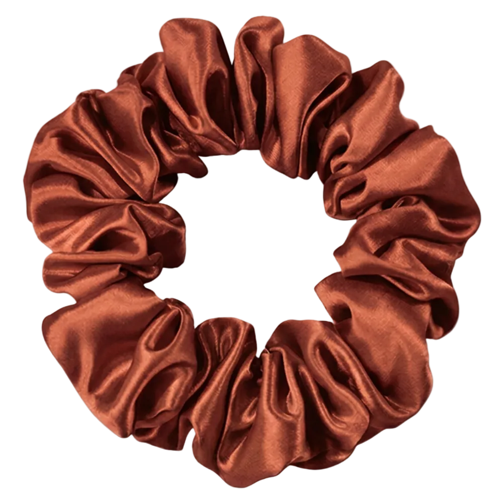Dusk  100% mulberry silk 3.5cm Medium Scrunchie on a white background