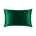 Mulberry Silk Queen pillowcase in a emerald green color on a white background