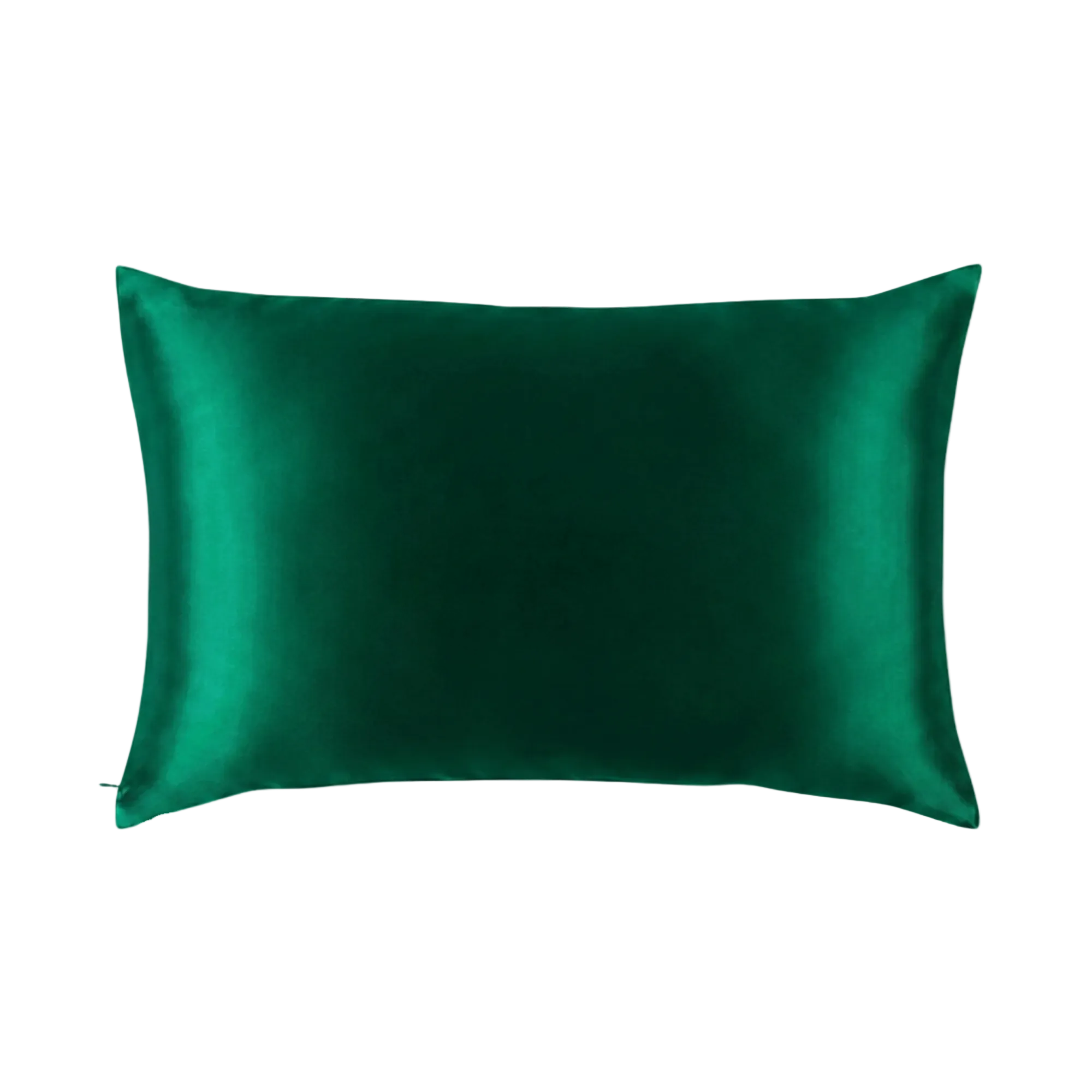 Mulberry Silk Queen pillowcase in a emerald green color on a white background