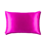 Mulberry Silk Queen pillowcase in a  fuchsia color on a white background