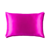 Mulberry Silk Queen pillowcase in a  fuchsia color on a white background