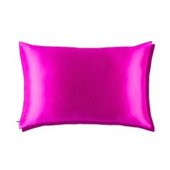 Mulberry Silk Queen pillowcase in a  fuchsia color on a white background