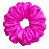 Fuchsia mulberry silk 2XL hair scrunchie on a white background