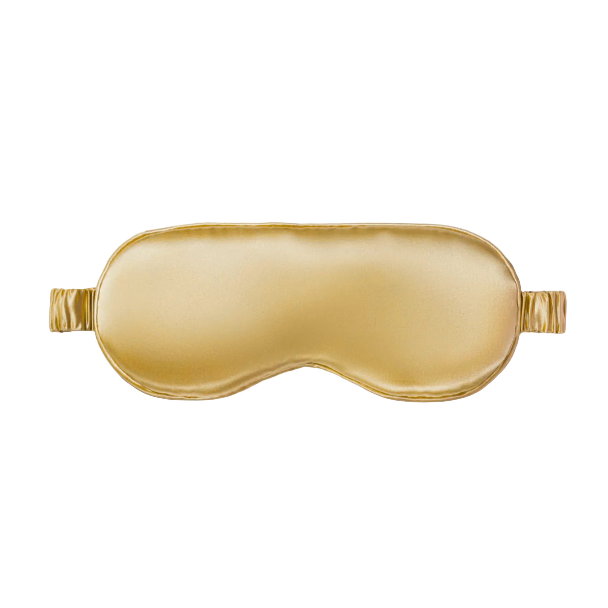 Gold silk sleep mask on a white background