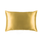 Mulberry Silk Queen pillowcase in a gold color on a white background