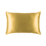 Mulberry Silk Queen pillowcase in a gold color on a white background