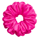 Hot Pink mulberry silk 2XL hair scrunchie on a white background
