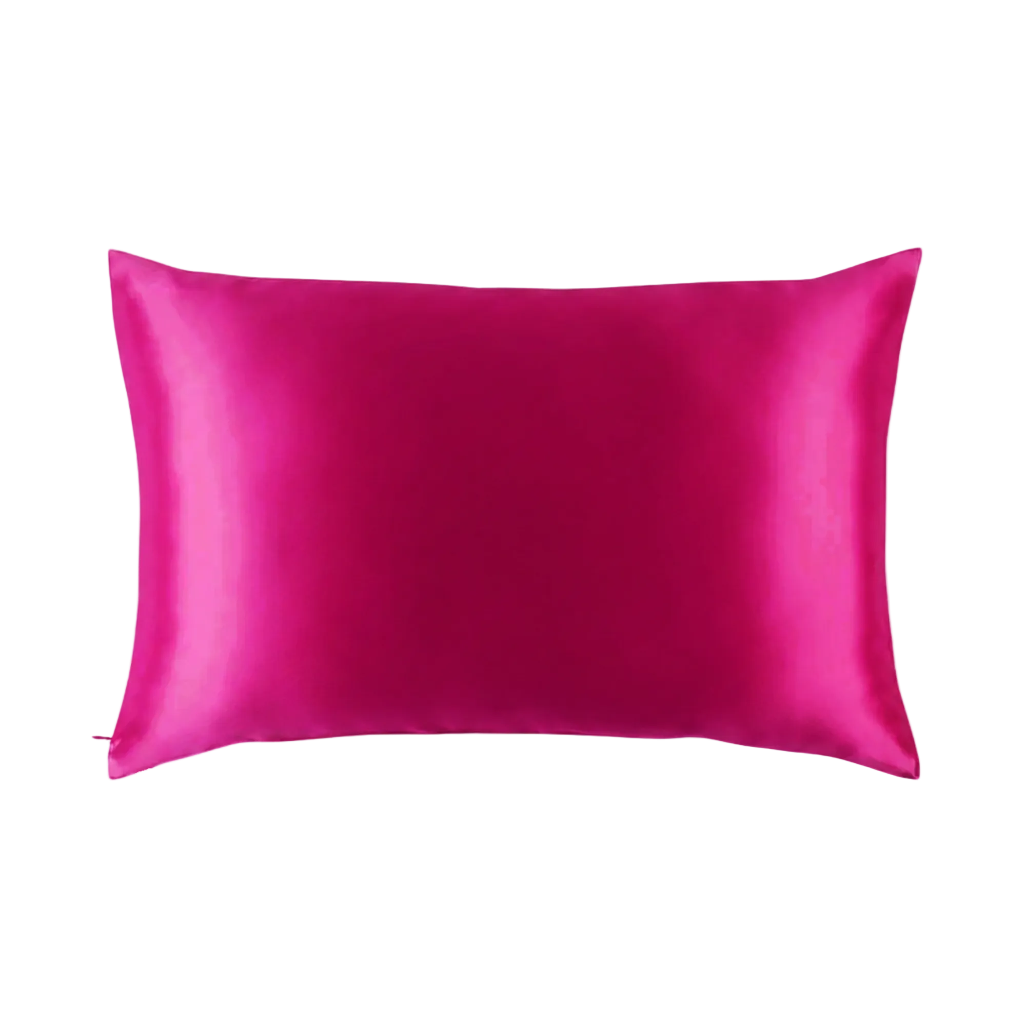 Mulberry Silk Queen pillowcase in a hot pink color on a white background