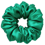 Jade Green 100% mulberry silk 6.5cm XL Scrunchie on a white background