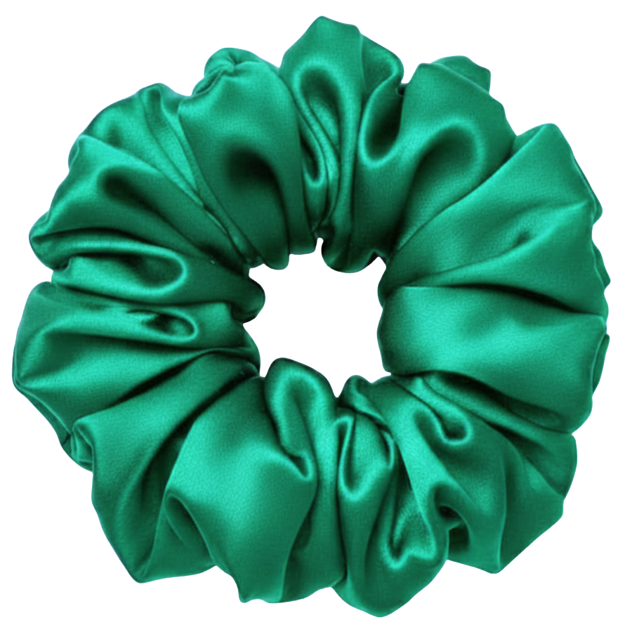 Jade Green 100% mulberry silk 6.5cm XL Scrunchie on a white background