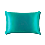 Mulberry Silk Queen pillowcase in a jade green color on a white background