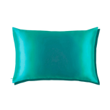 Mulberry Silk Queen pillowcase in a jade green color on a white background