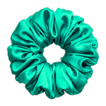 Jade Green mulberry silk XXL hair scrunchie on a white background