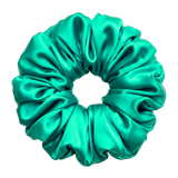 Jade Green mulberry silk XXL hair scrunchie on a white background